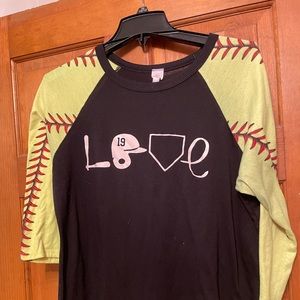 Custom softball mom raglan shirt. #19 love softball